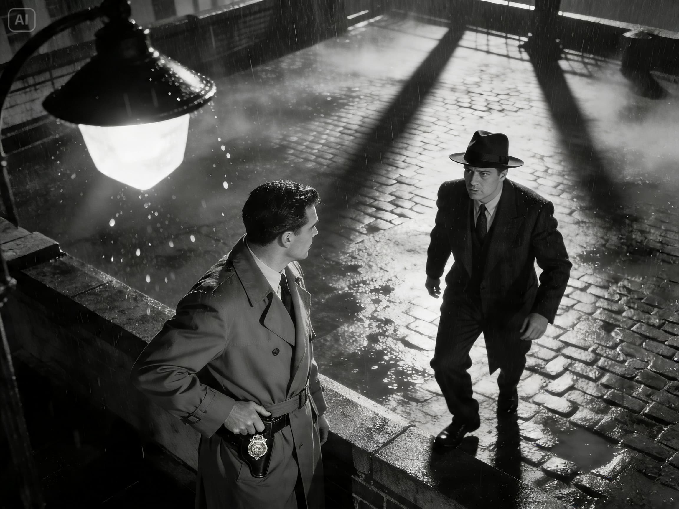 Prompt for a noir crime thriller scene