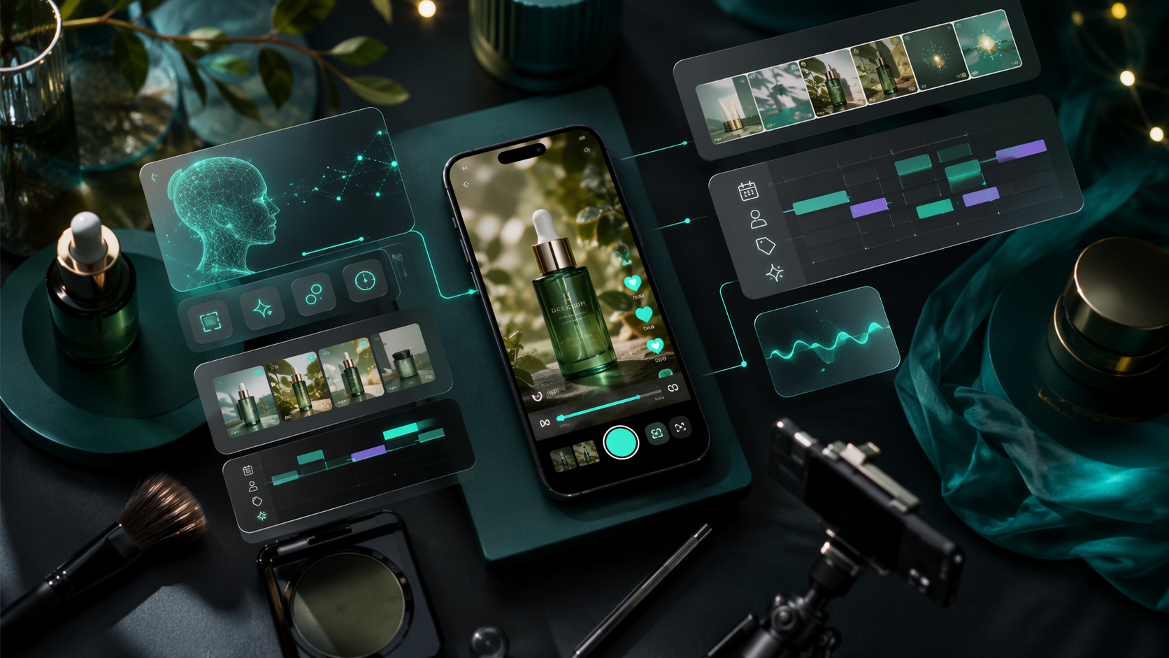 AI Beauty Product Video premium AI social video workflow visual for Pippit creators