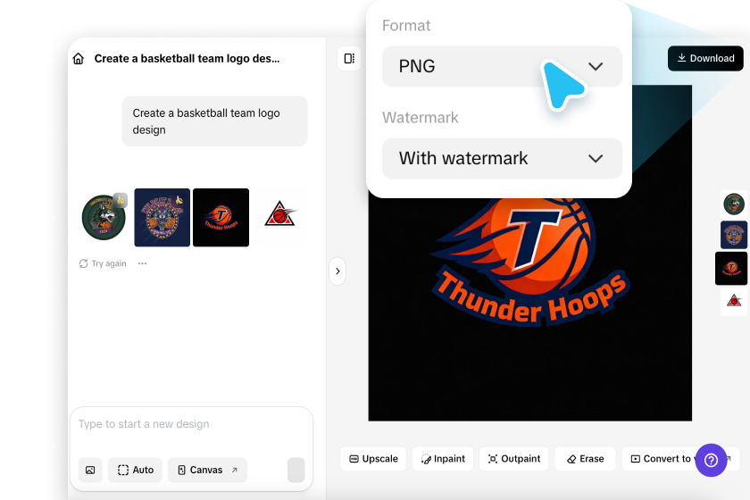 Exporting sports logo from Pippit