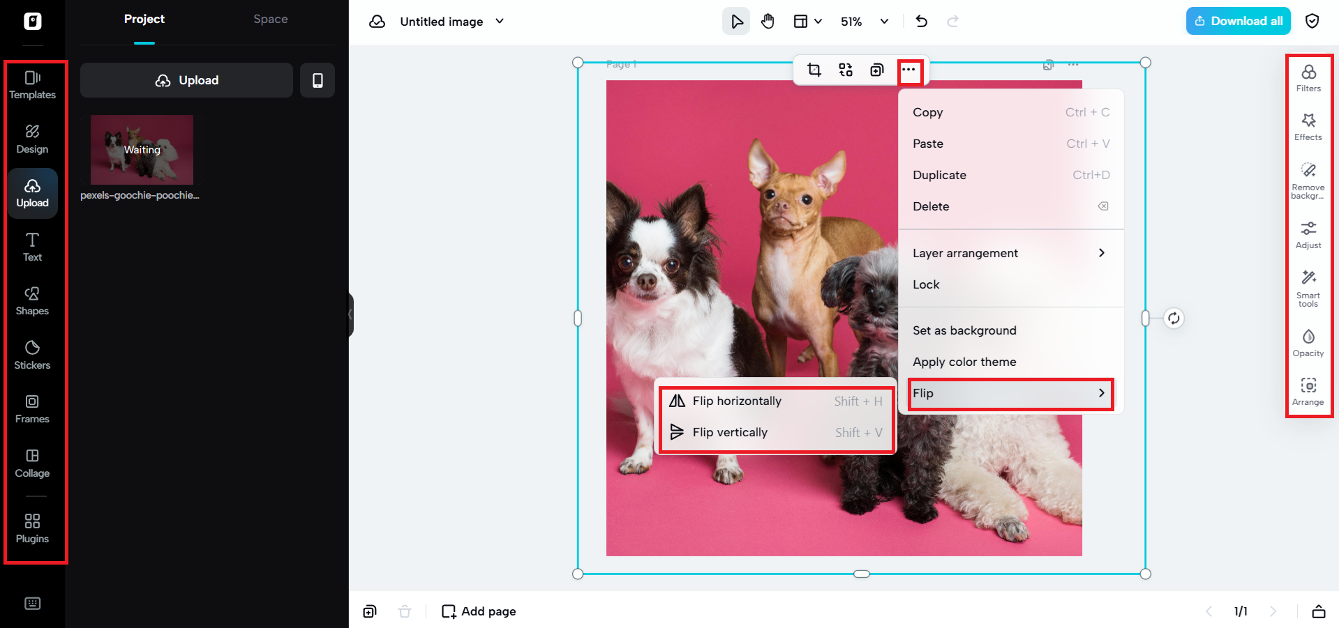 Use the flip tool and other editing features