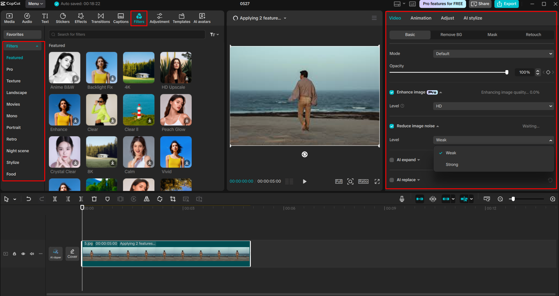 Interface of the CapCut desktop video editor - an efficient way to enhance images