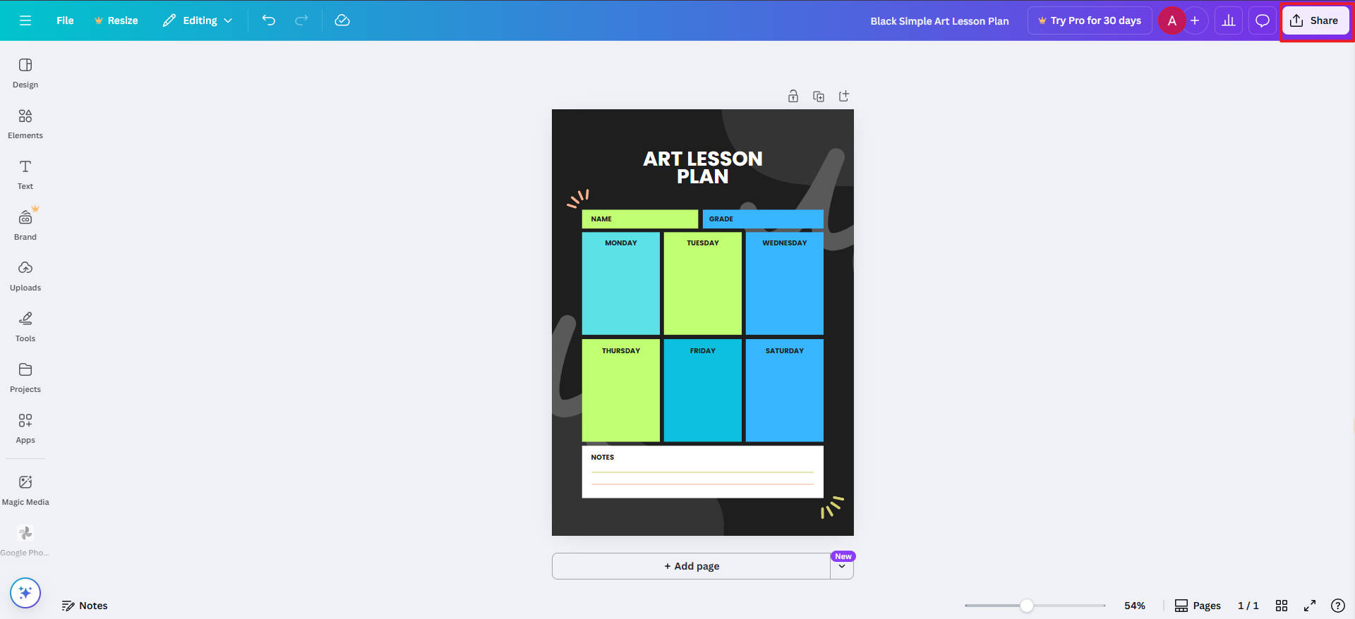 creative art lesson plan