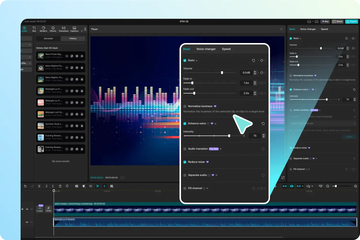 Edit the AI generated song