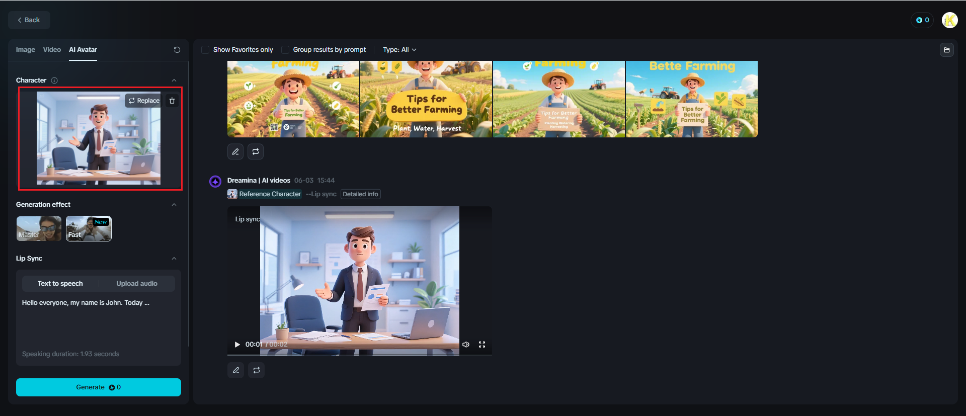 Tableau de synchronisation labiale de dessin animé