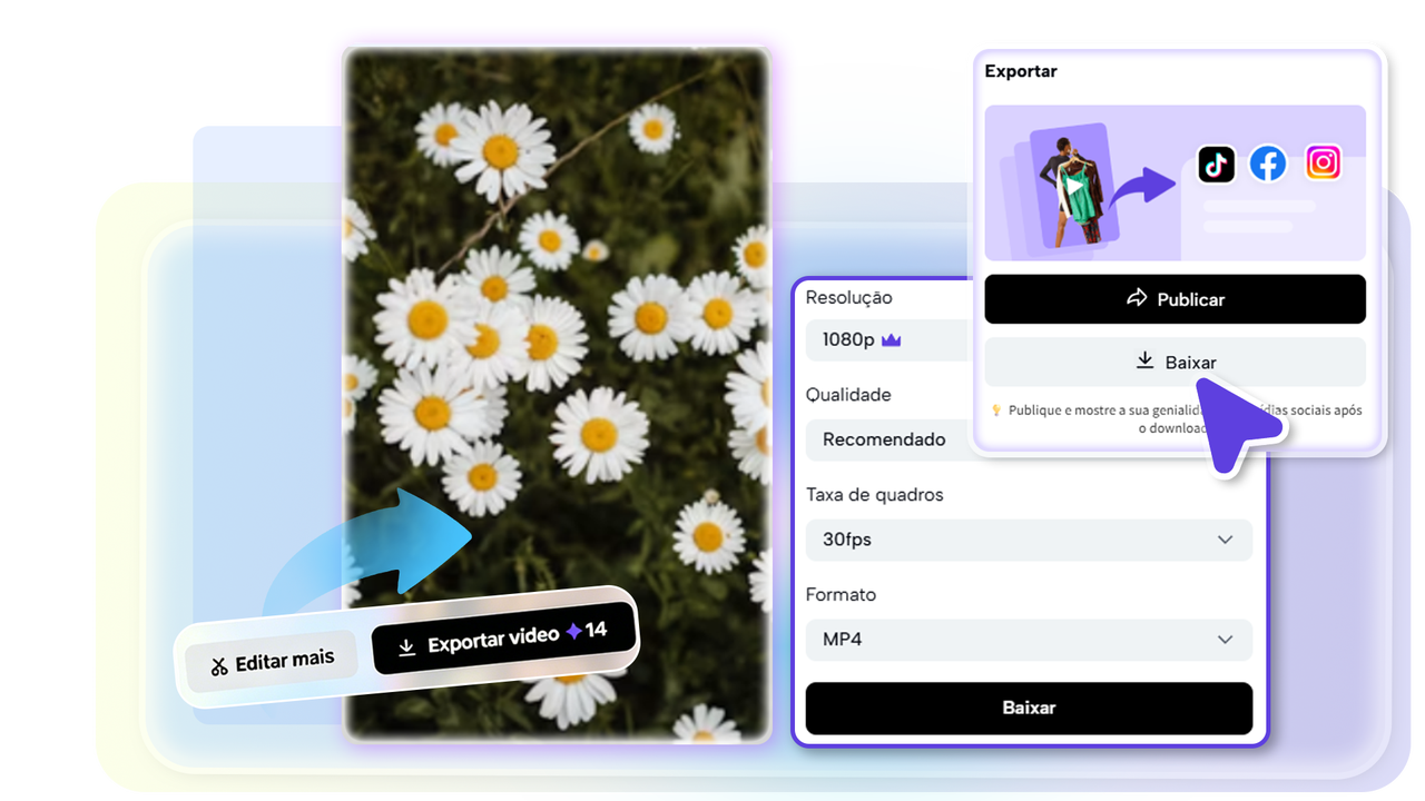 Exporte ou compartilhe após cortar vídeo online