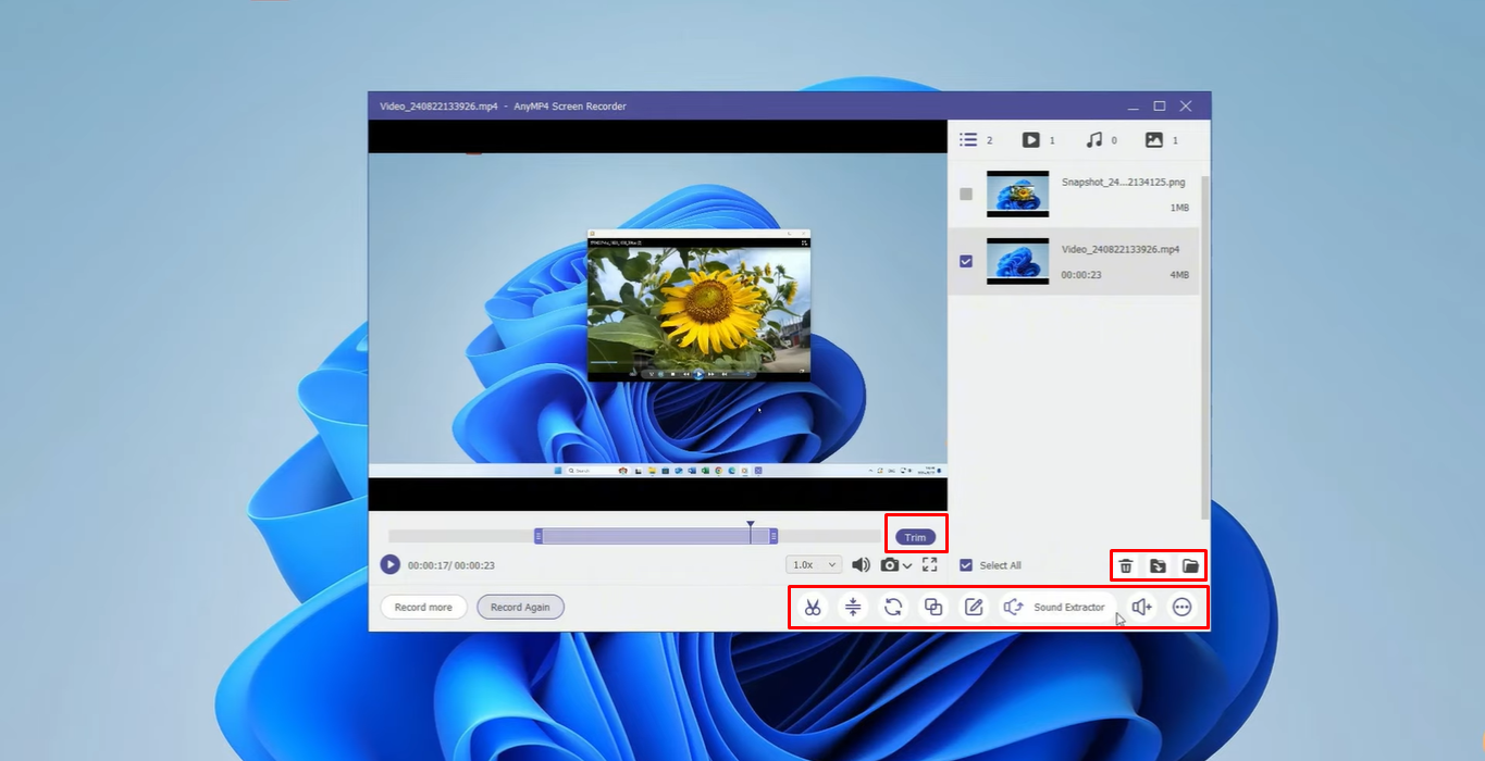 AnyMP 4スクリーンレコーダーで録画をプレビューして編集する
