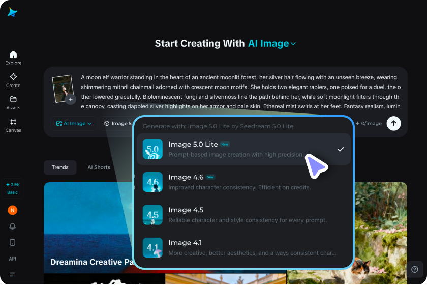 Selecione o modelo e gere uma imagem