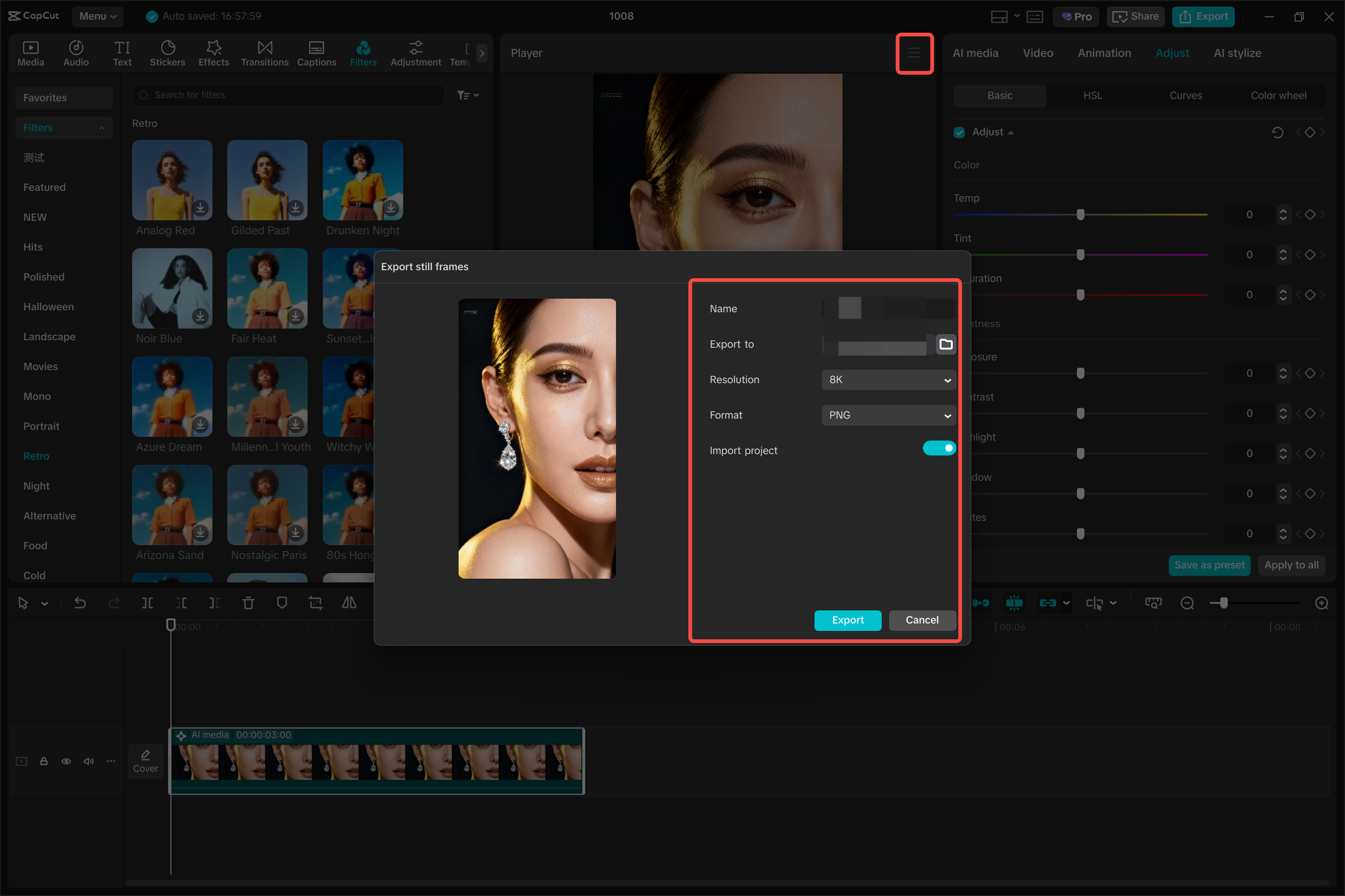 Download images from the CapCut desktop video editor