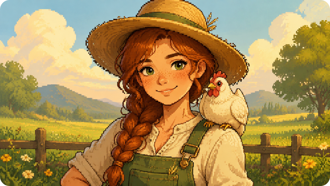 Cozy farmer portrait prompt