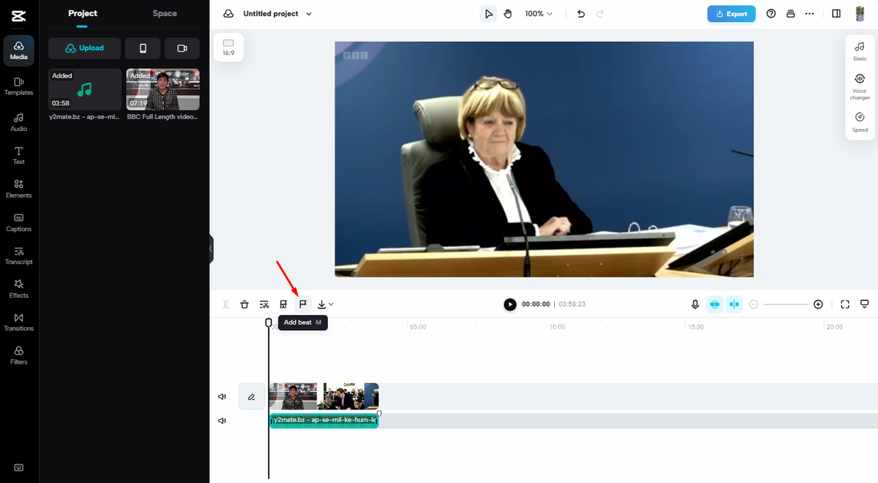 add beats after you insert audio to video online