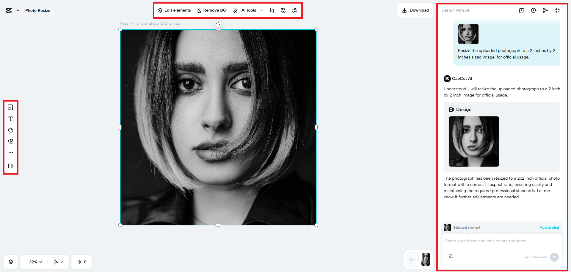 Edit the resized image