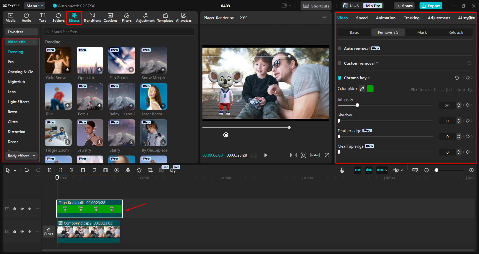 Editing a video recording with the CapCut desktop video editor