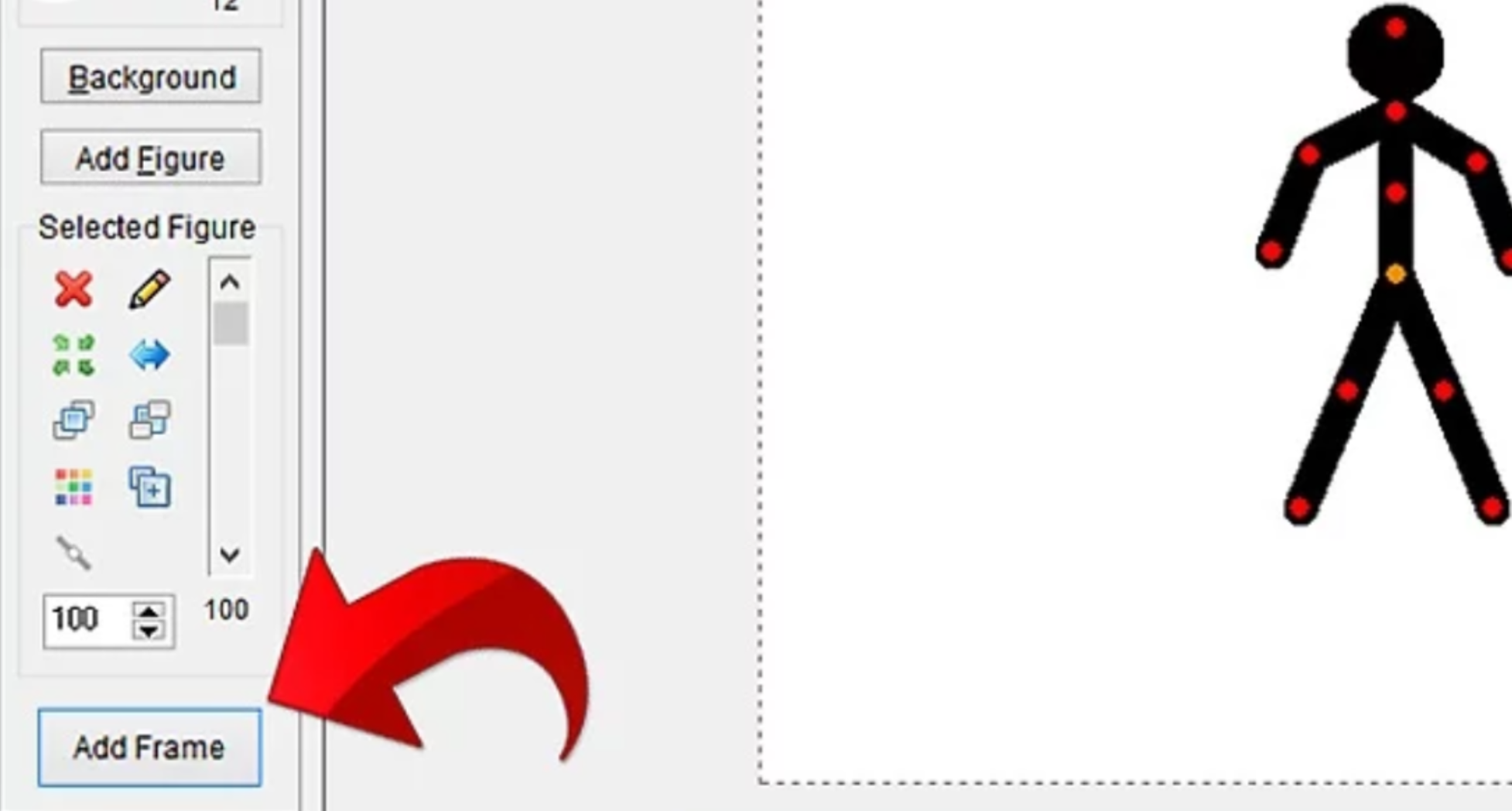Creating frames for the animation in Pivot Animator