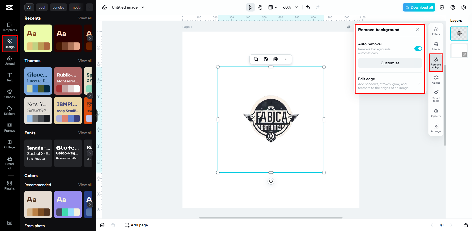 Customizing the logo design with CapCut Web
