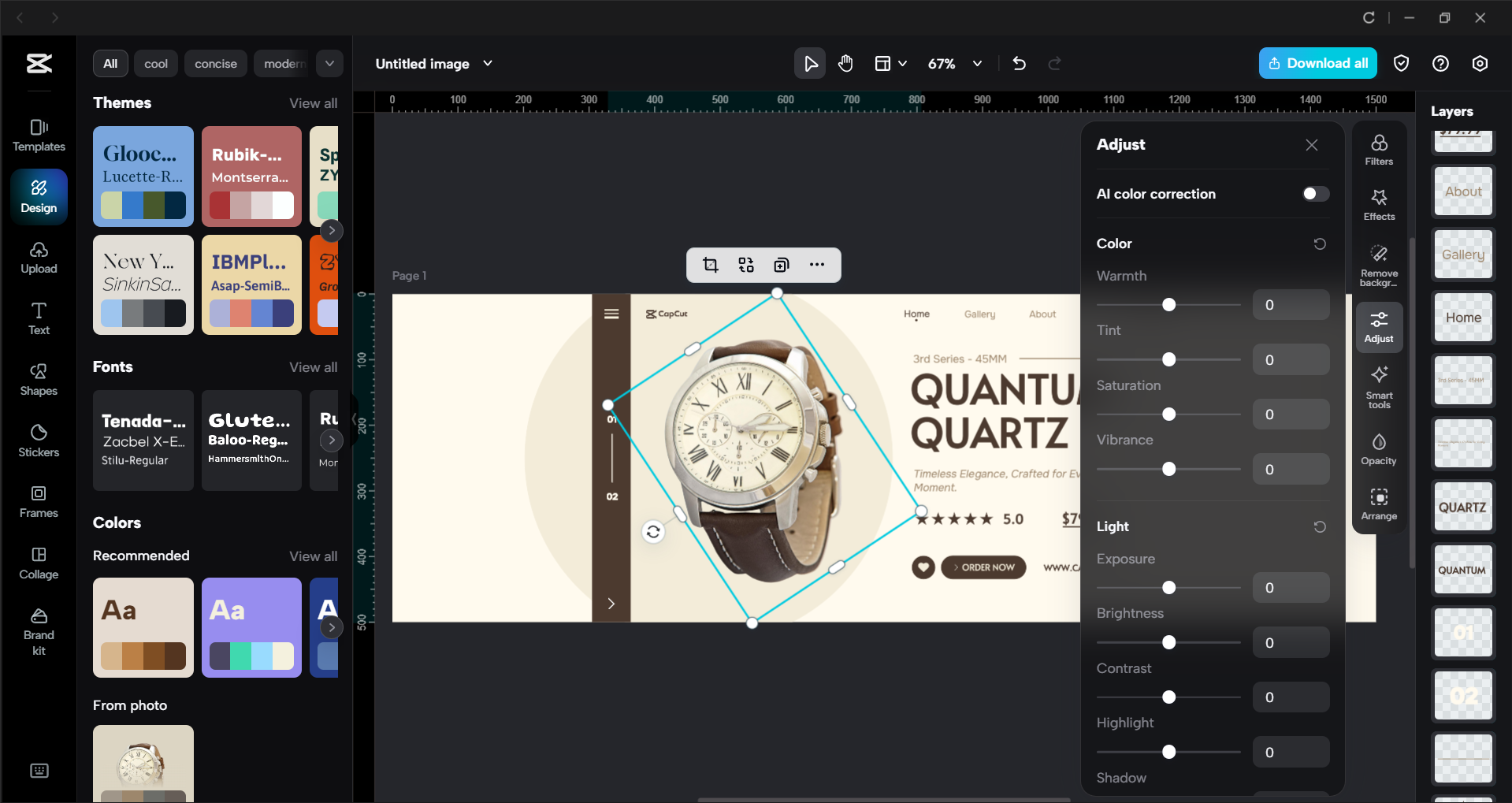 Interface of the CapCut desktop video editor - one of the best Twitter header maker
