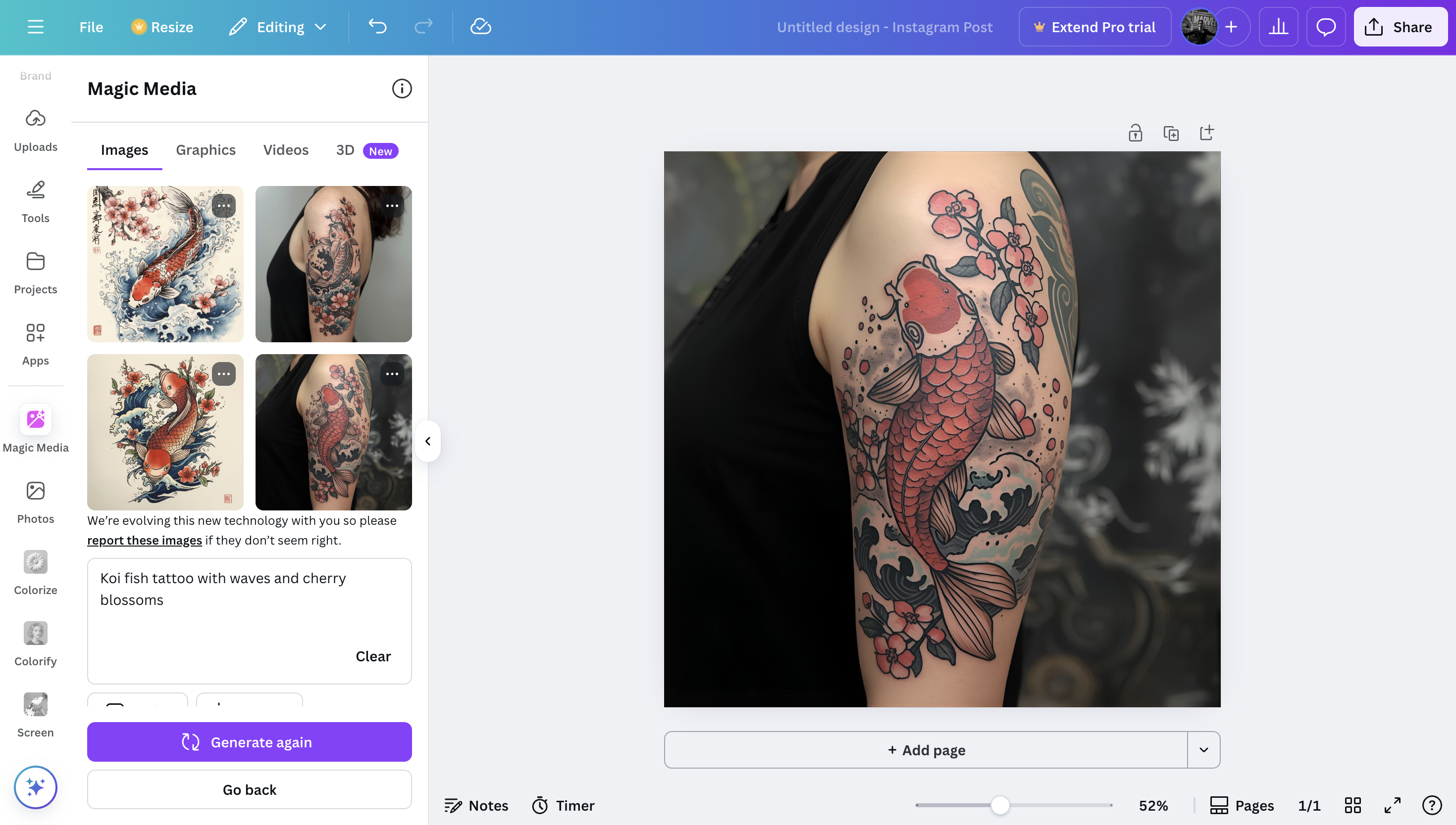 Canva interface