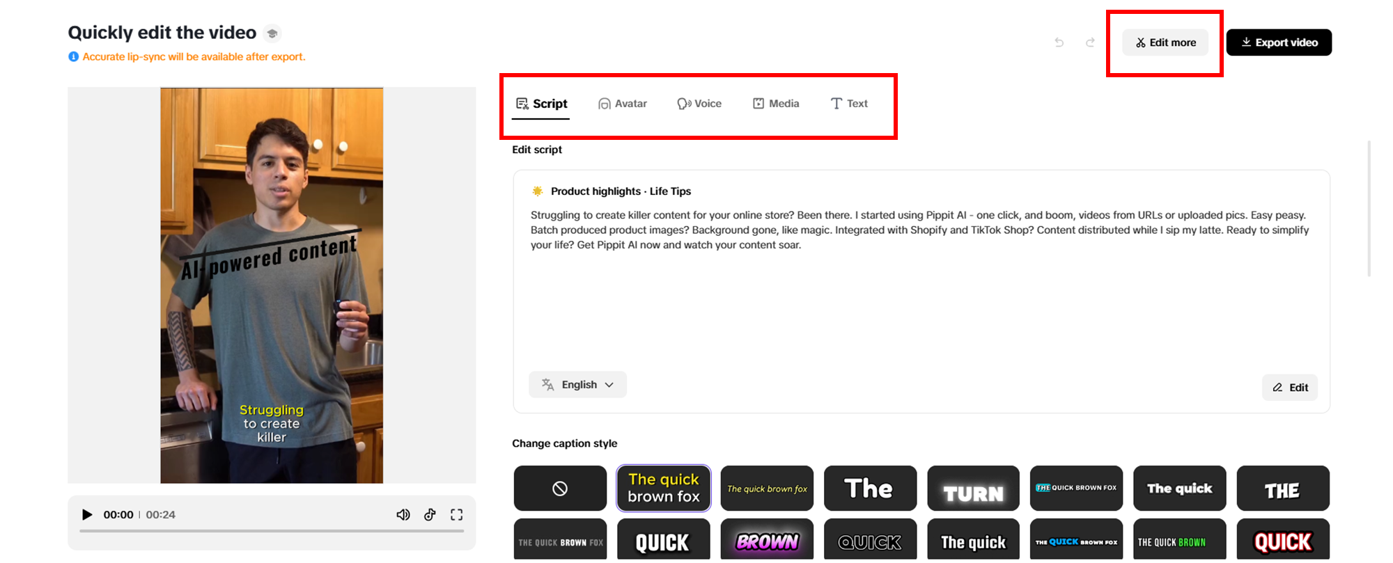 Realize quaisquer alterações rápidas no seu vídeo