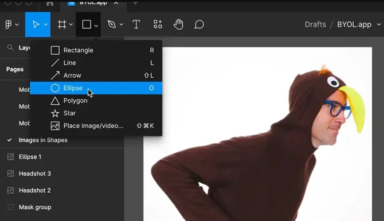 Place the image and add a shape