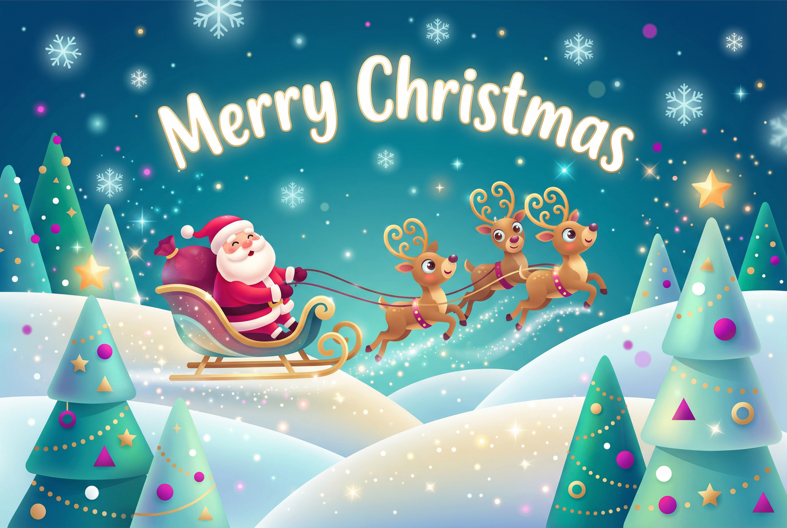 AI-generated Christmas card with artistic festive illustrations