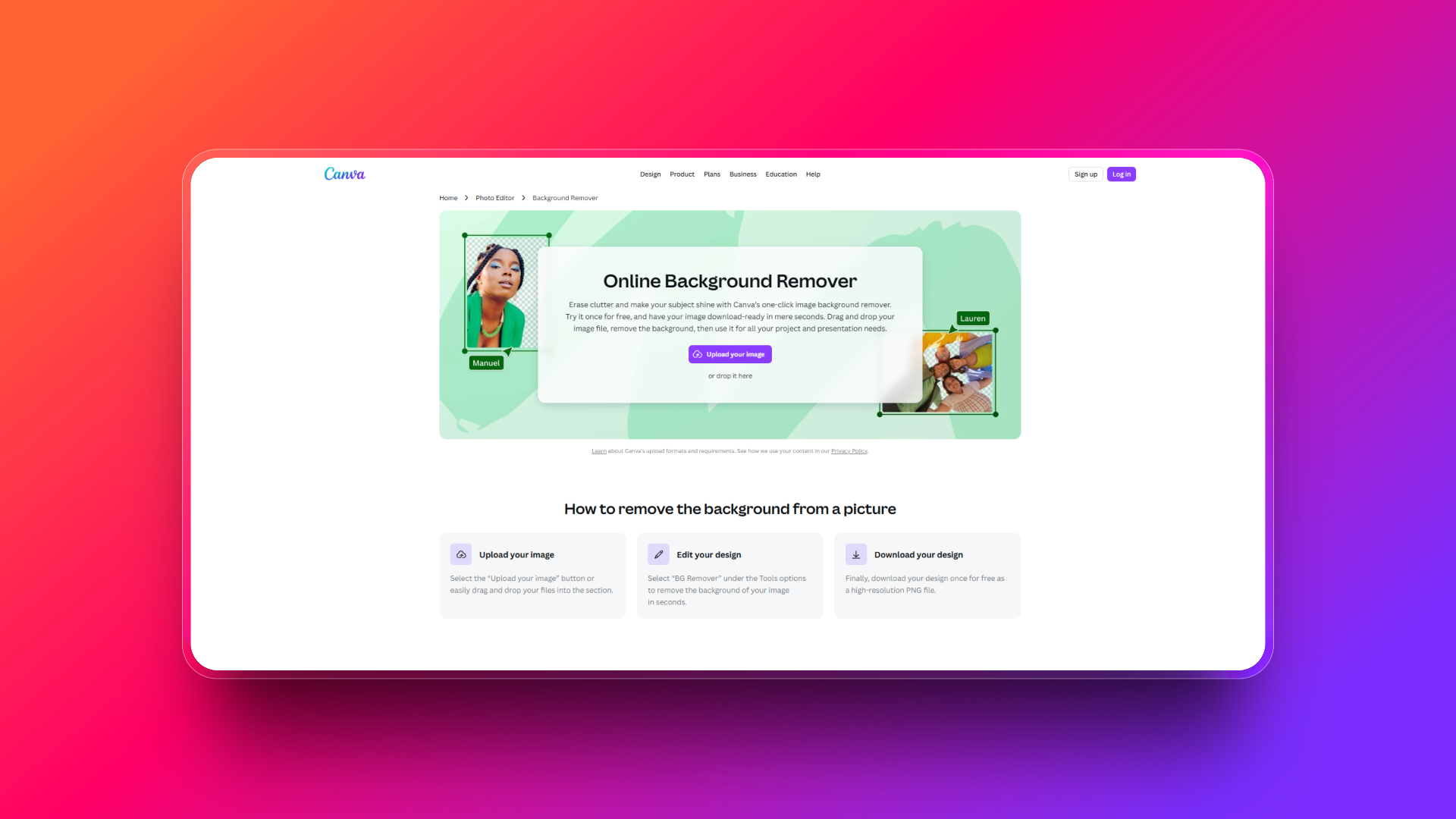 White background remover by Canva