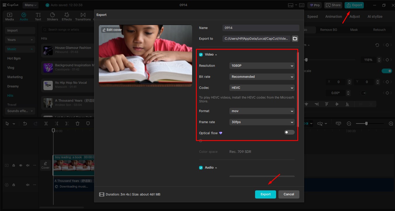 Eksportuj swój film