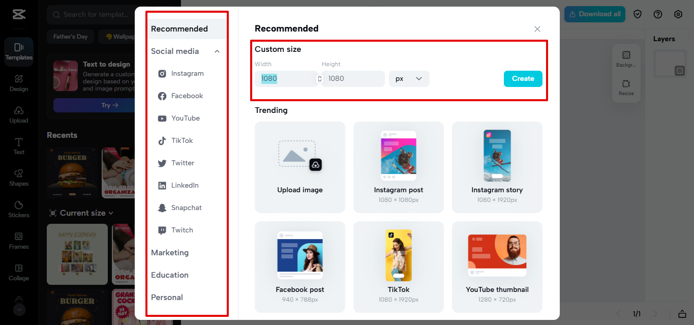Opening image editor in CapCut Web