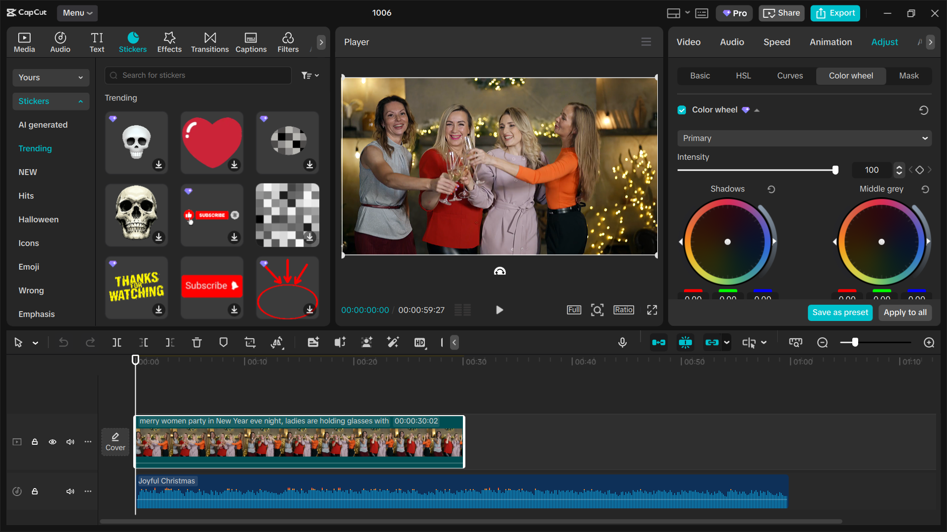 Interface of the Capcut desktop video editor