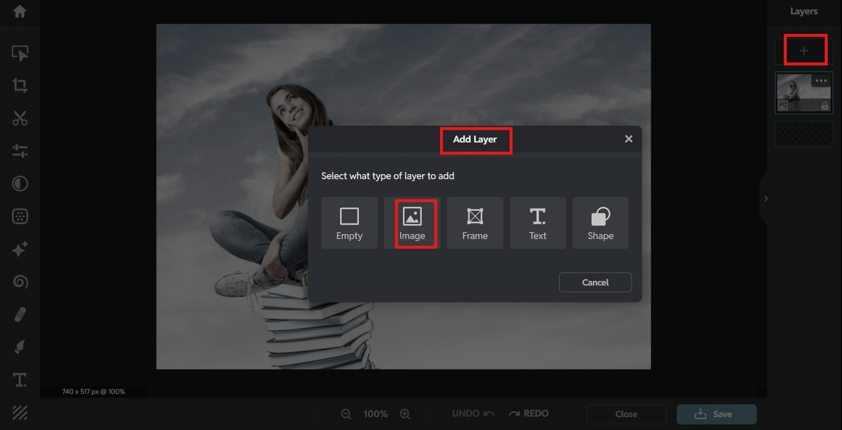 Apri immagine in Pixlr