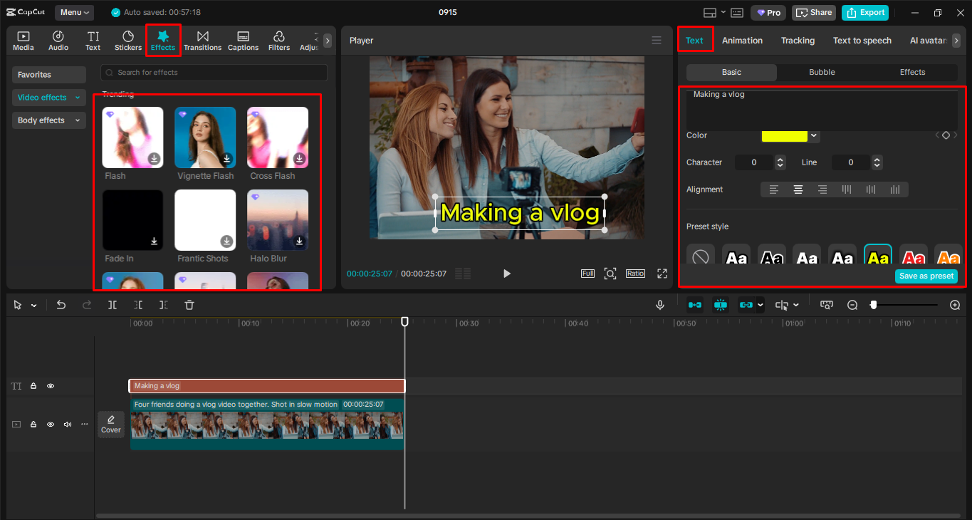 Editing the video in the CapCut desktop video editor