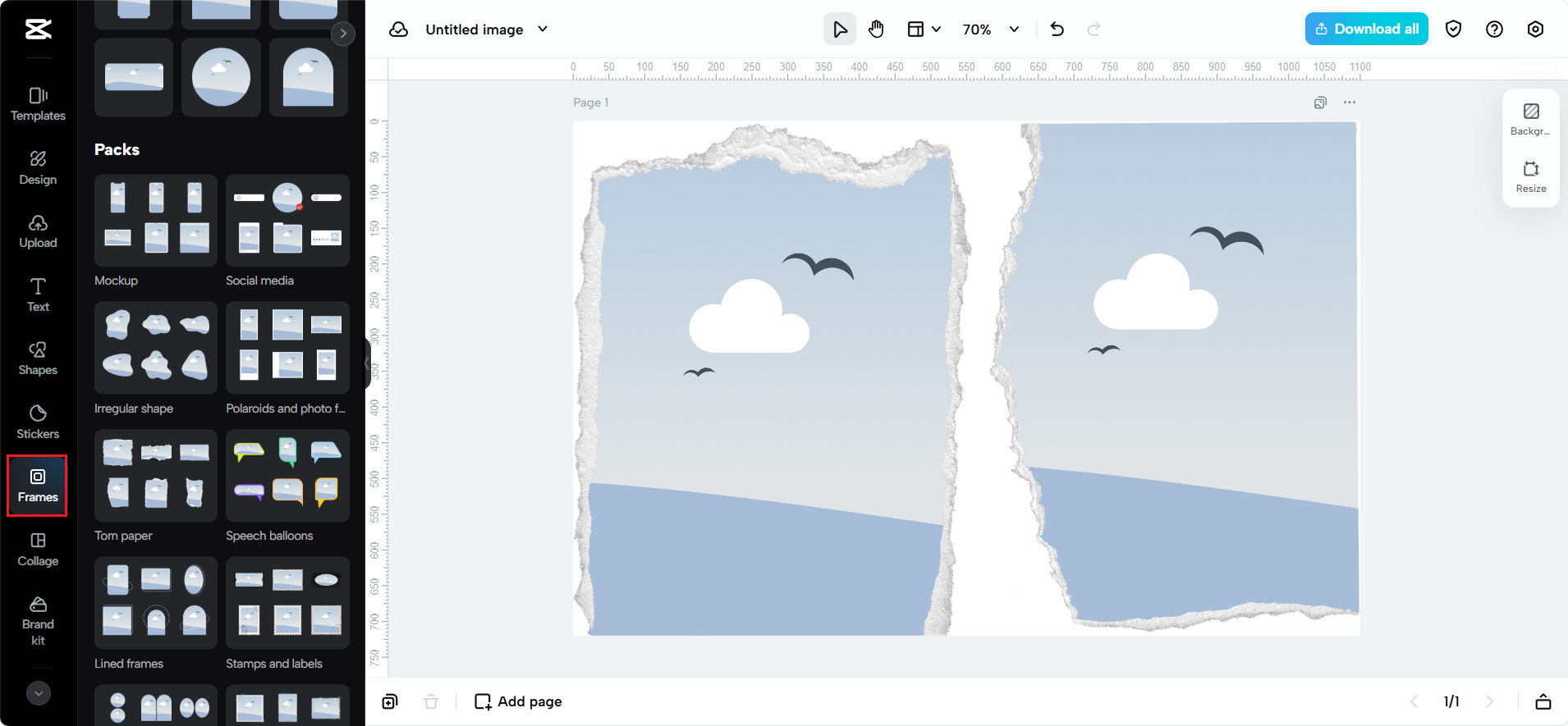 Access Frames and choose a style