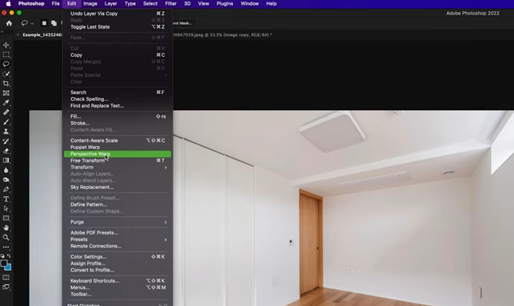Open the Perspective Warp tool in Photoshop