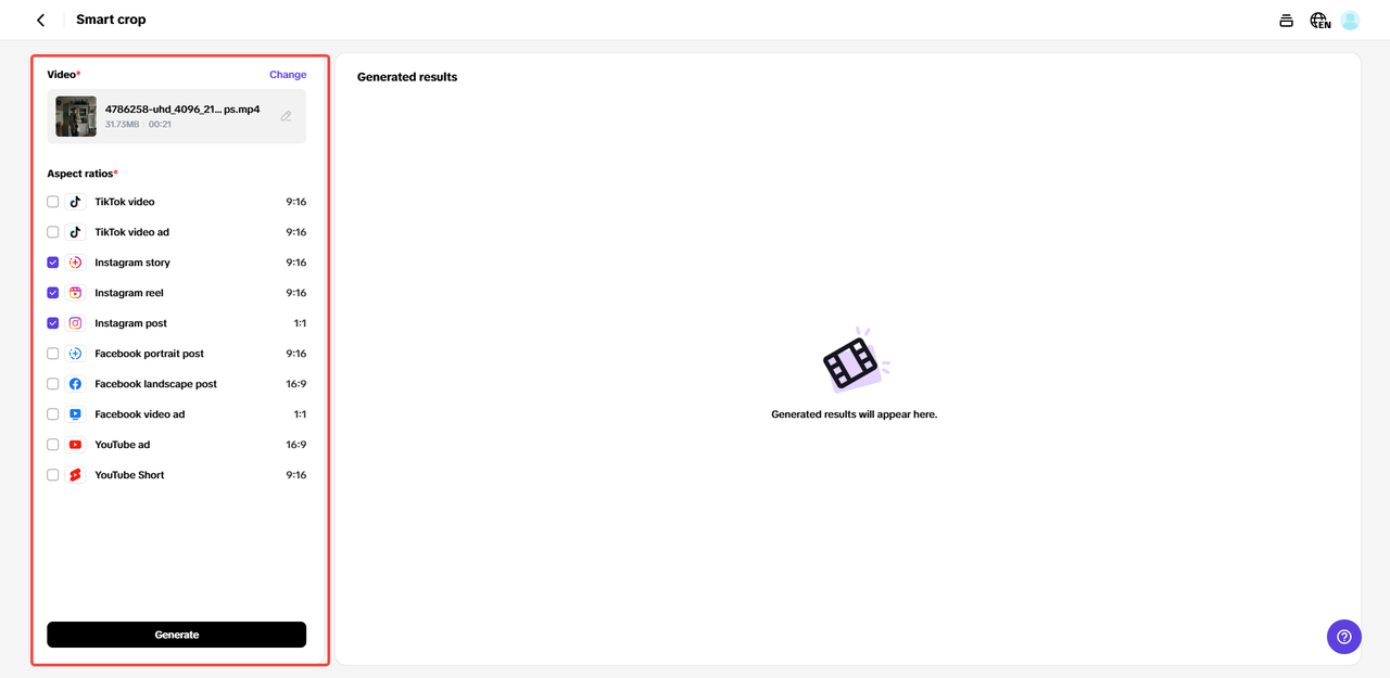 Select the aspect ratio
