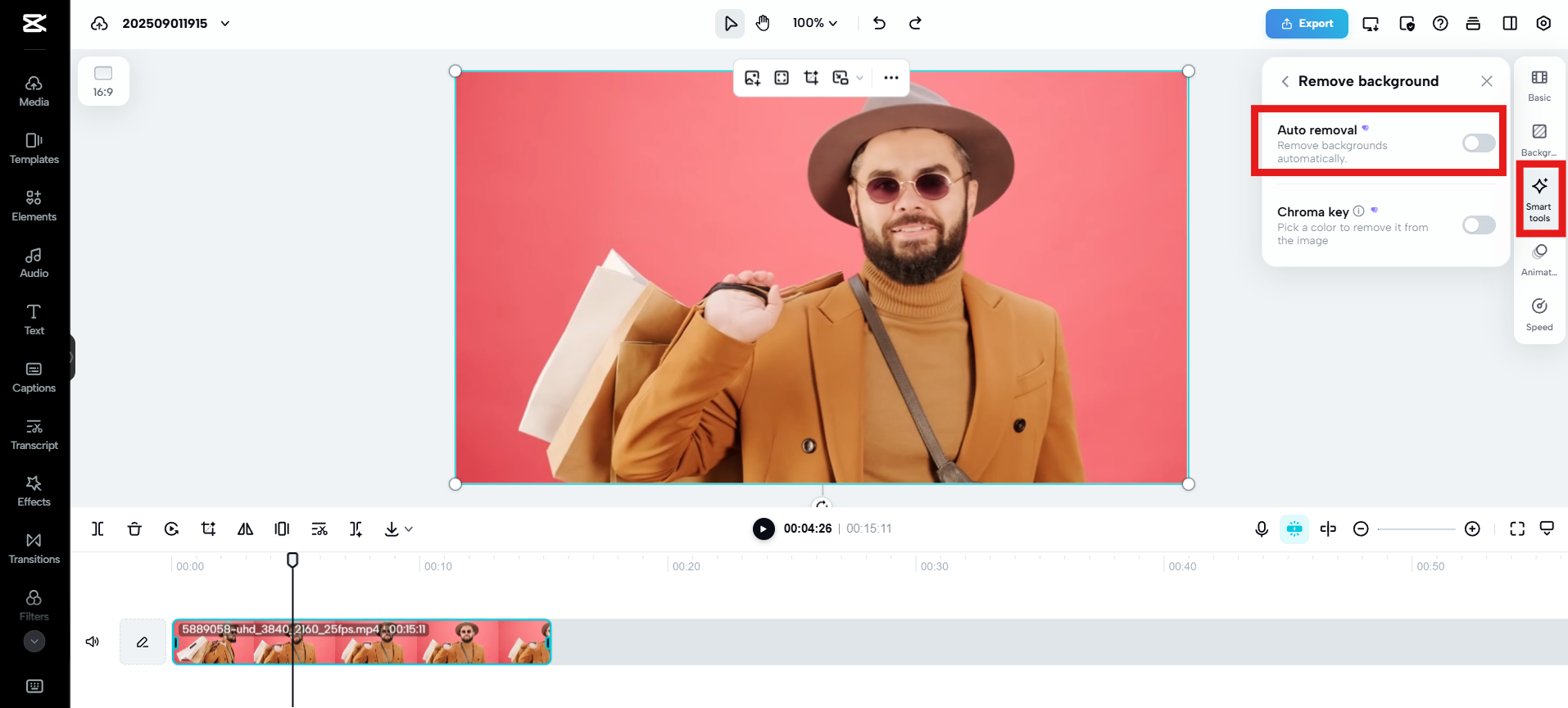 Remove the background from video