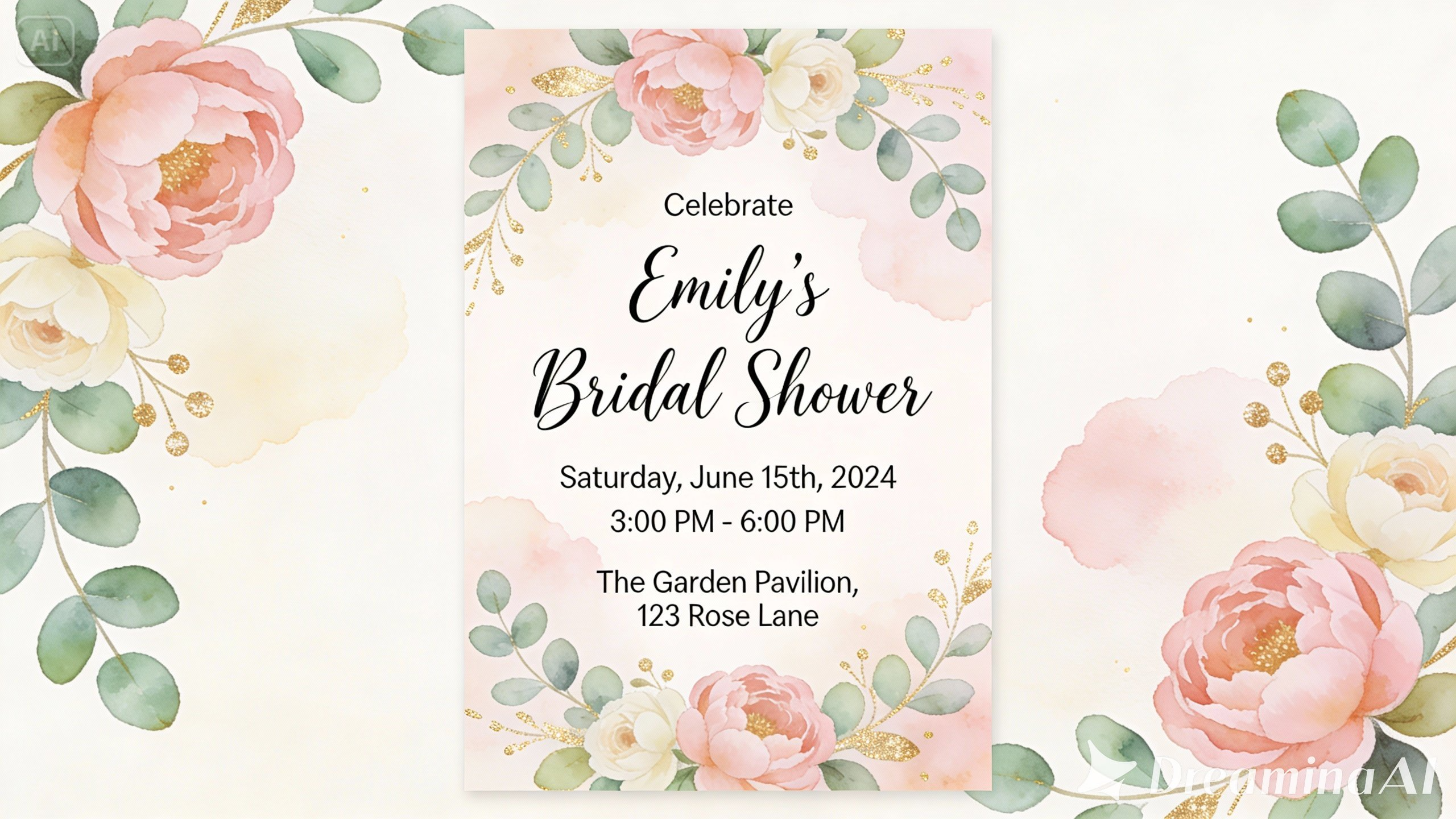 Invitație elegantă florală acvatică