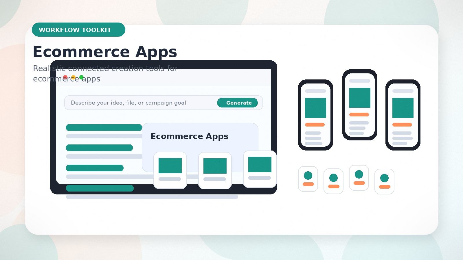Ecommerce Apps realistic workflow toolkit visual for ecommerce apps