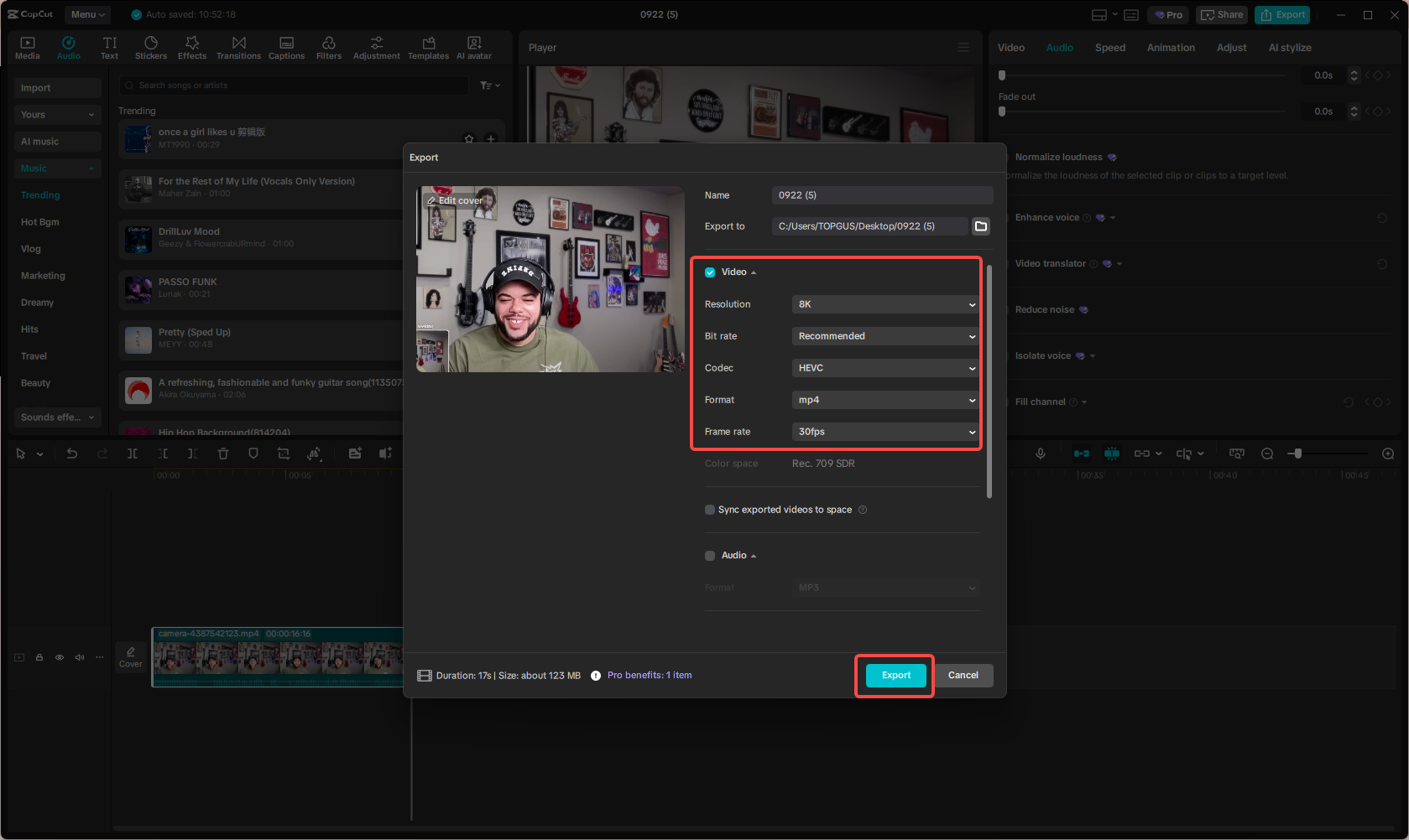 Export your edited video