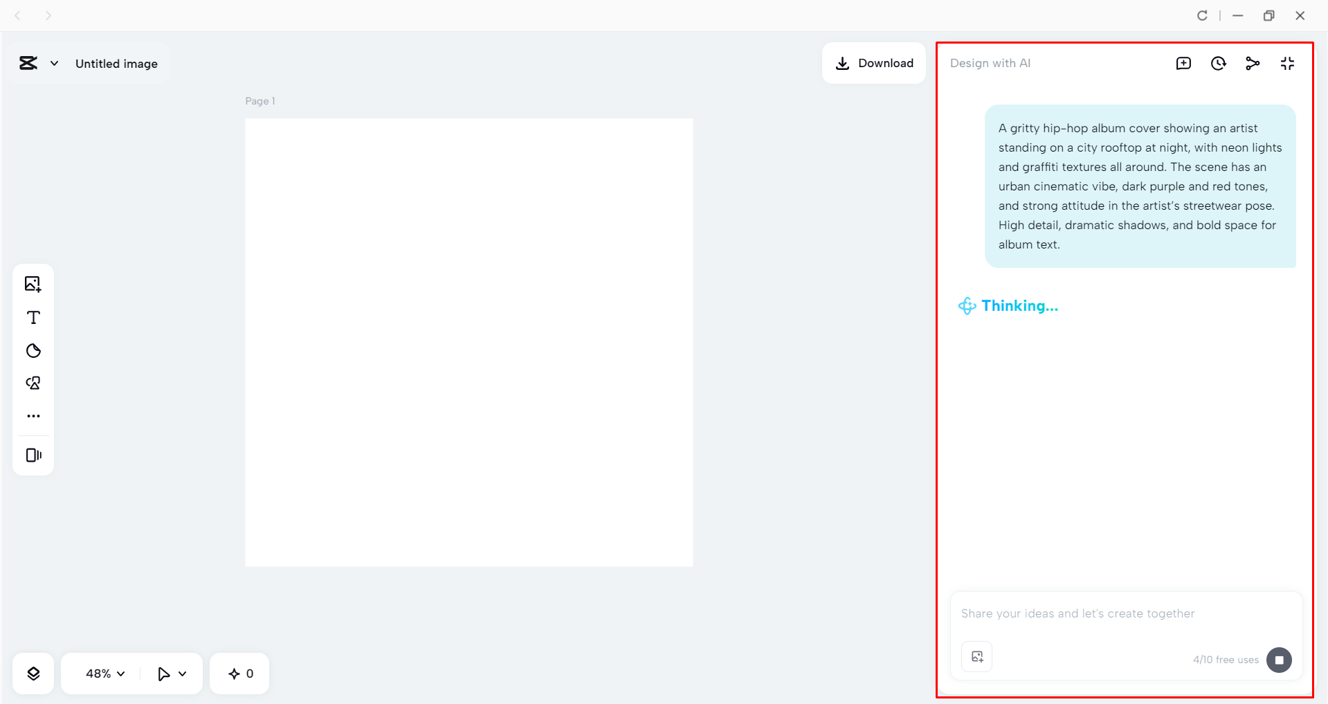 Using CapCut's AI design to generate album cover