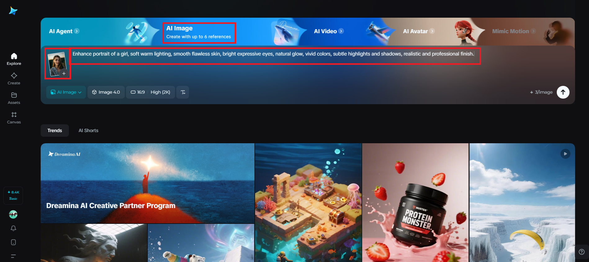 Upload reference image and enter prompt