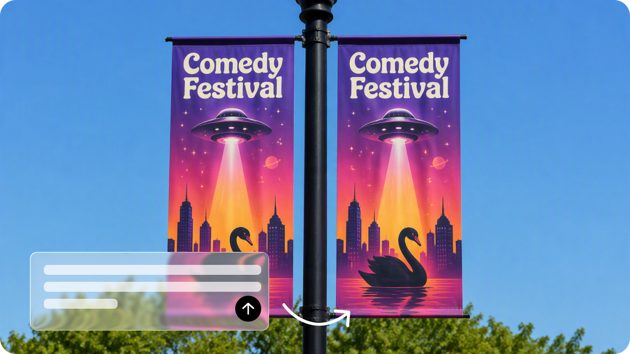 Generate a complete banner design from a written description
