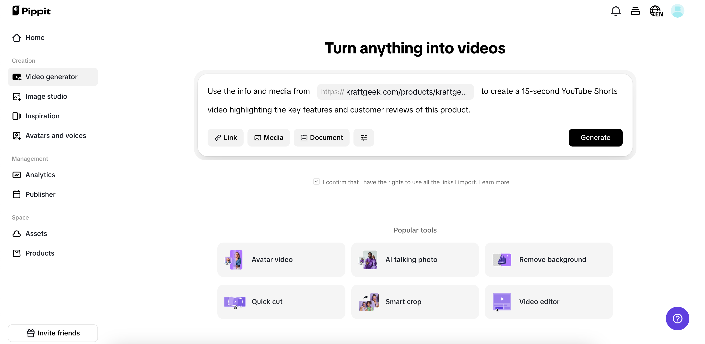 Upload links or media