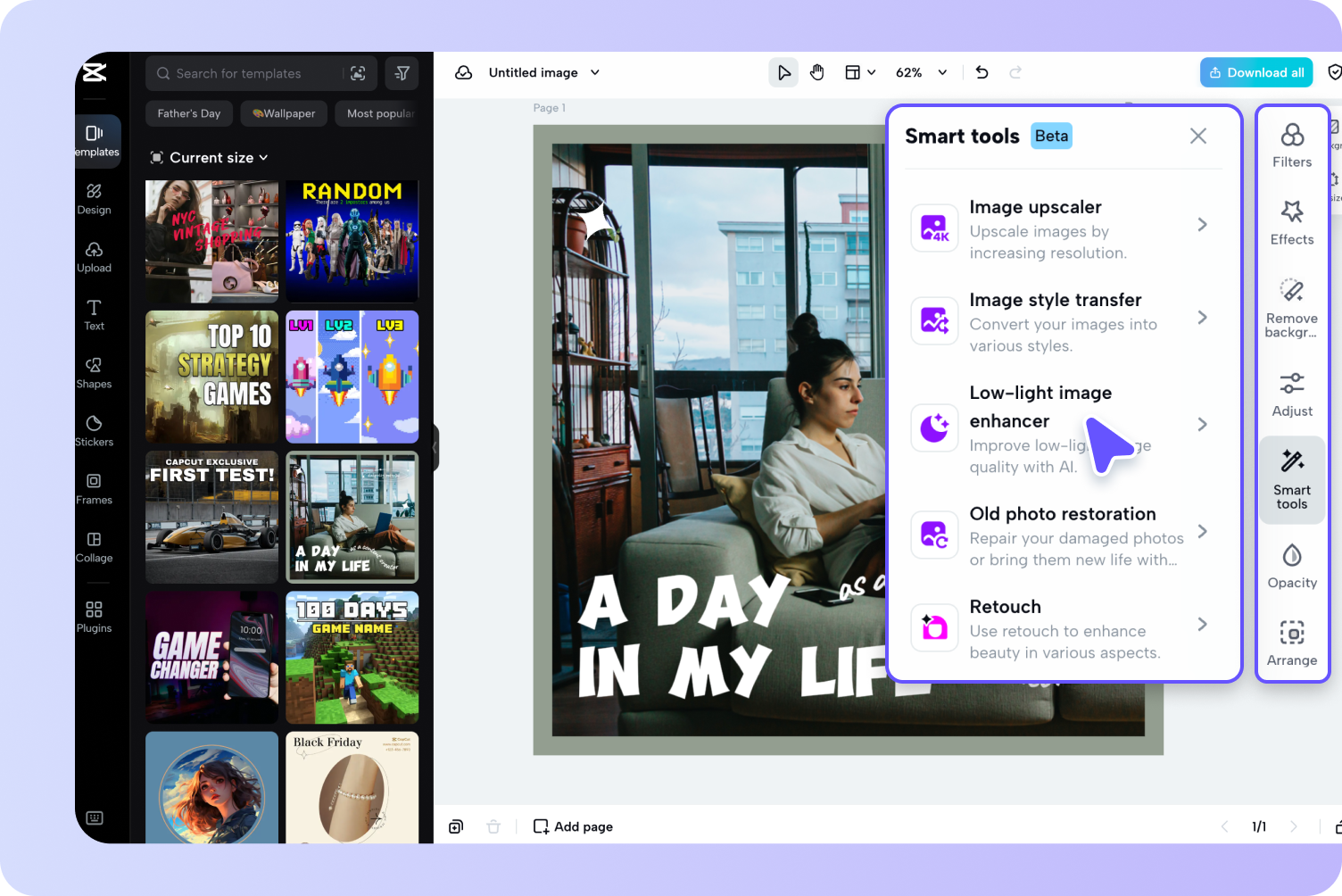 Miglioramento delle foto AI nell'editor