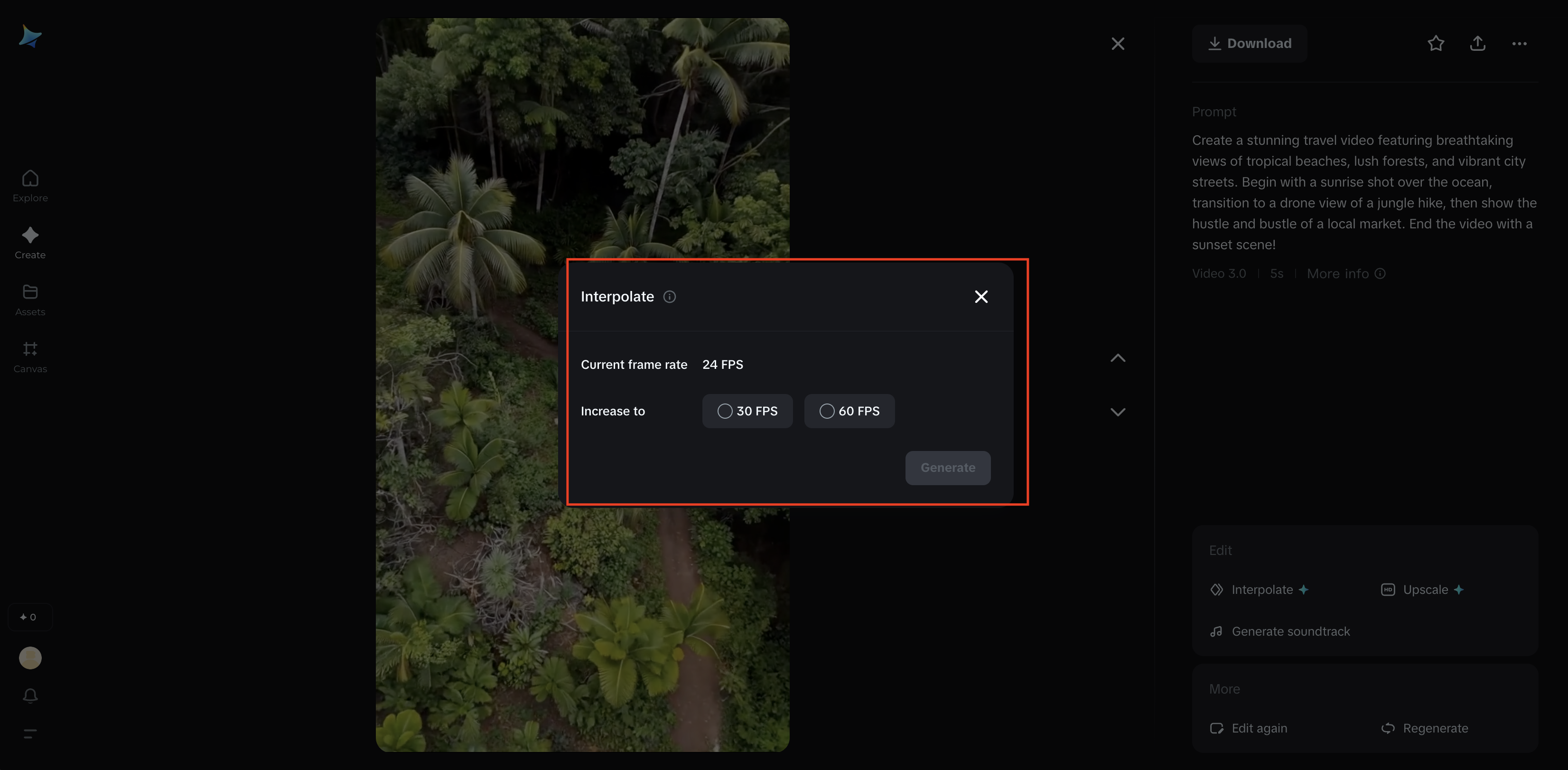Interpolación de cuadros en Dreamina