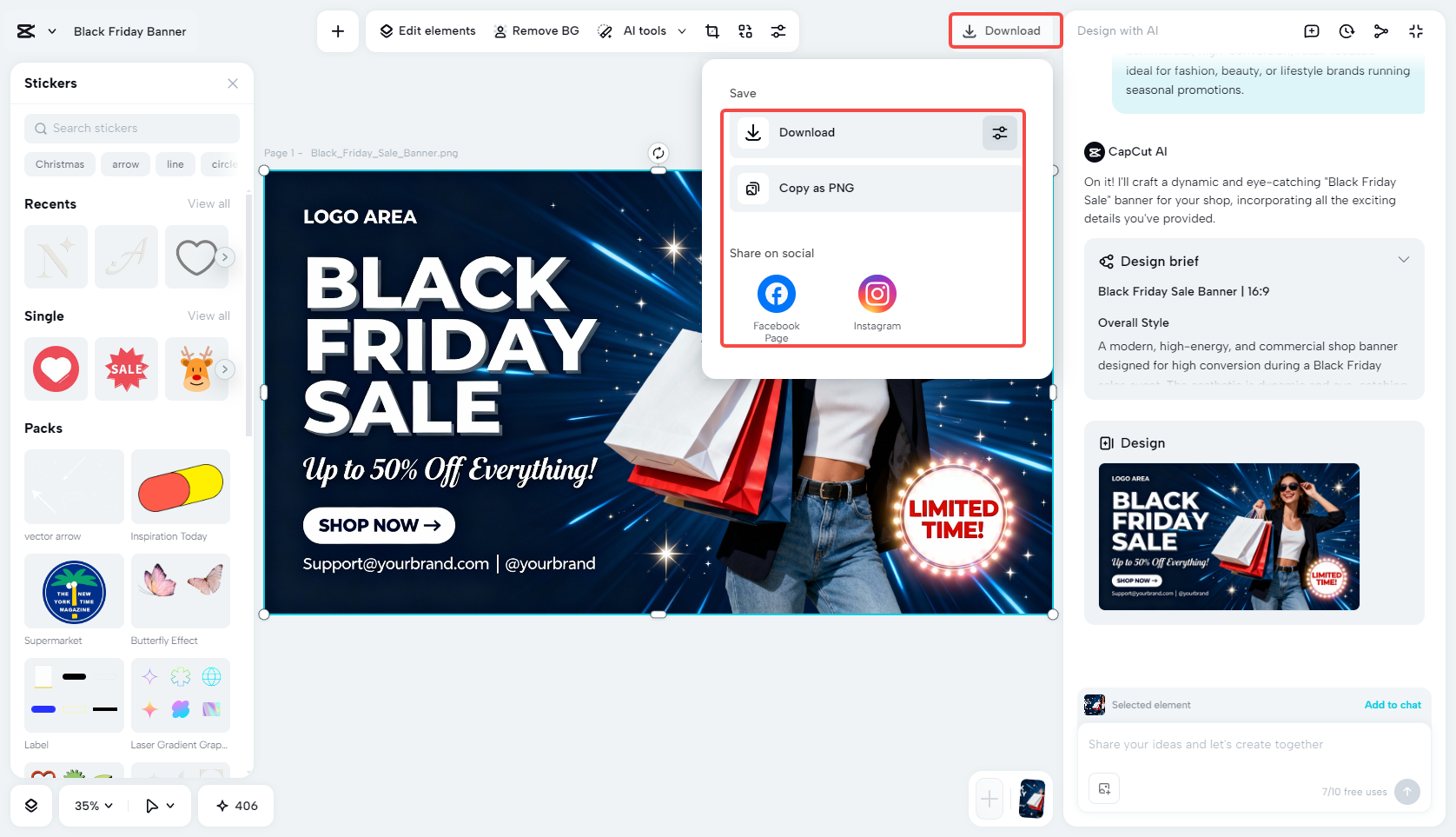 Export your shop banner
