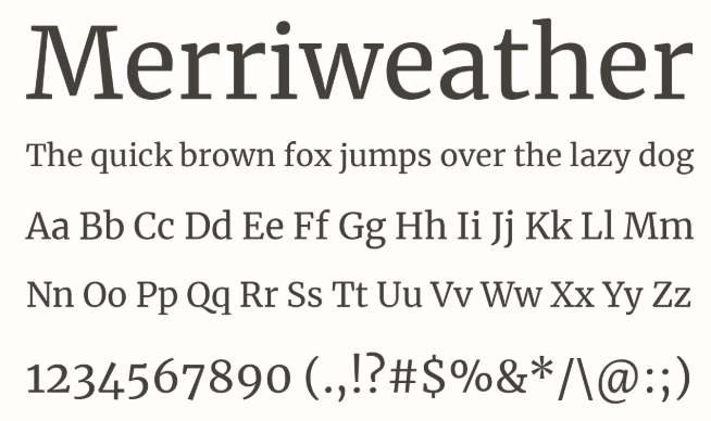 5 unique fonts to write text online: Merriweather