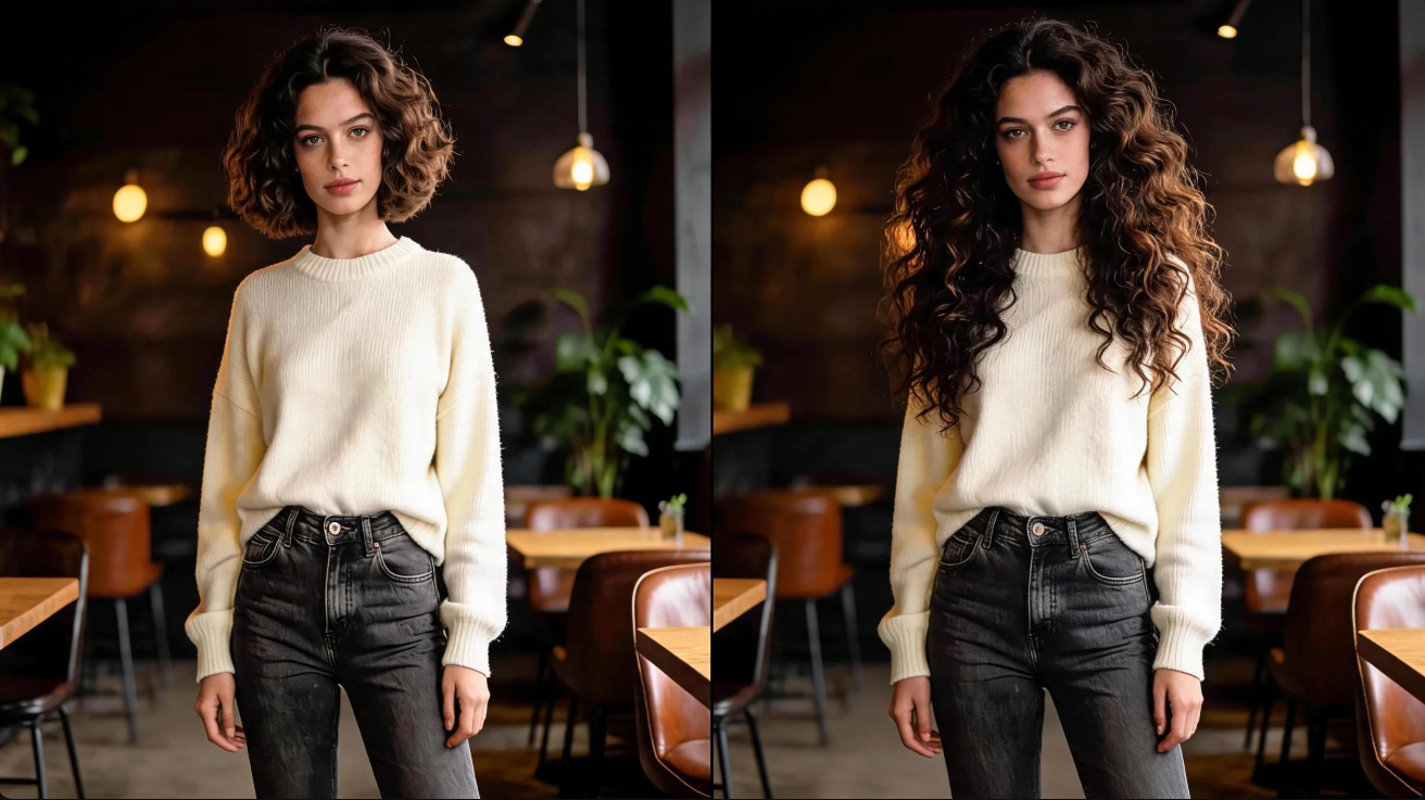 Prompt for curly long hair makeover