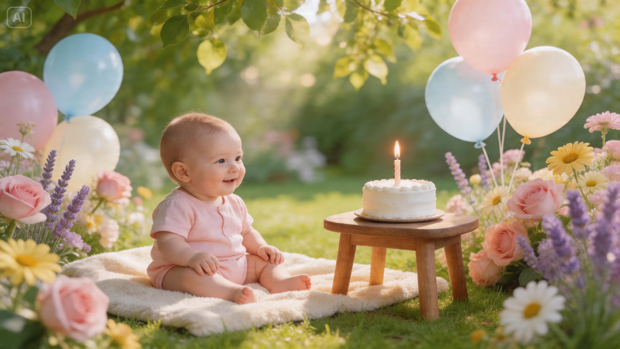 Garden birthday scene