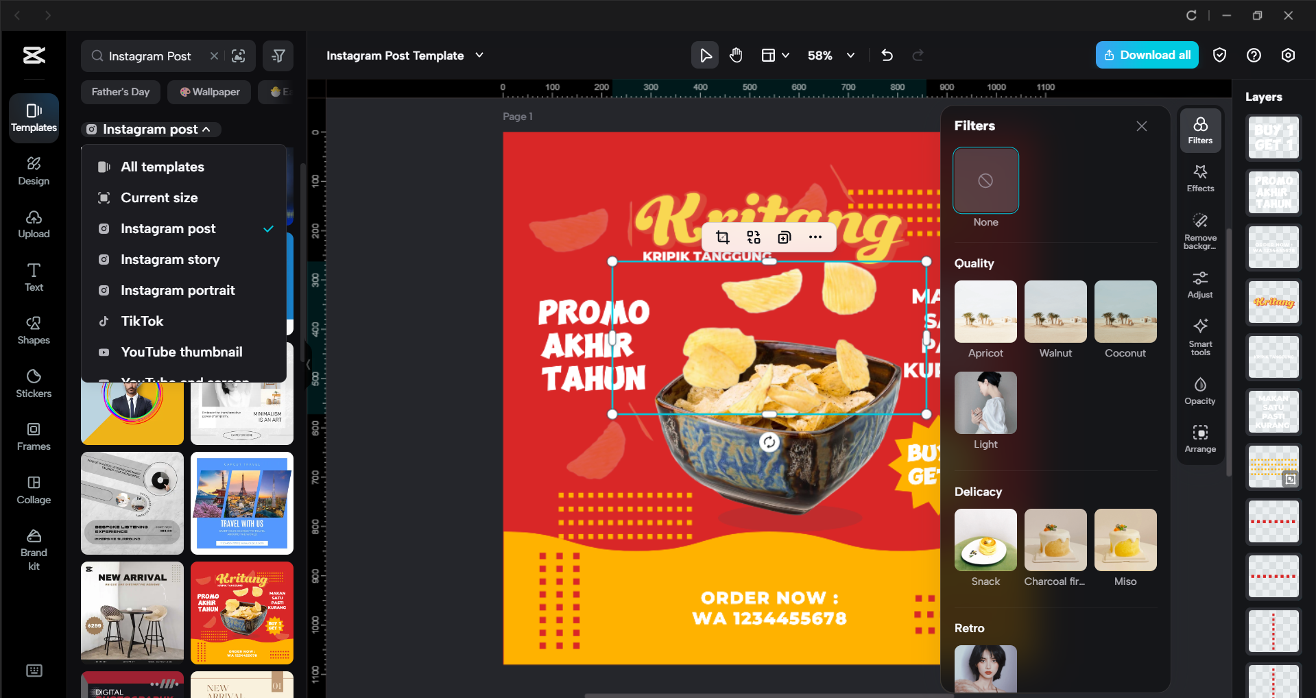 Interface of the CapCut desktop video editor - an easy way to customize Instagram templates