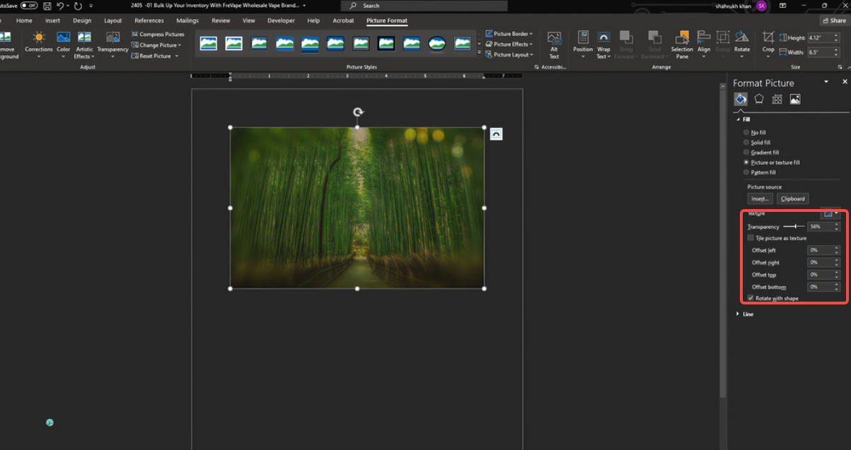Aplicați transparență presetată sau personalizată