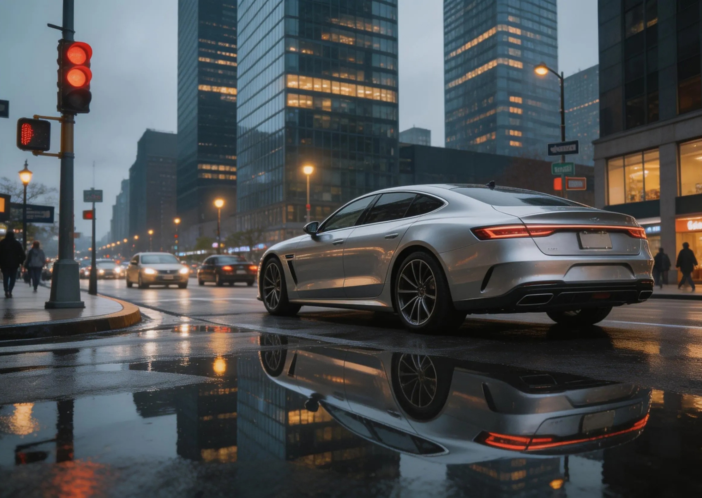 Generate a dynamic urban background for the car