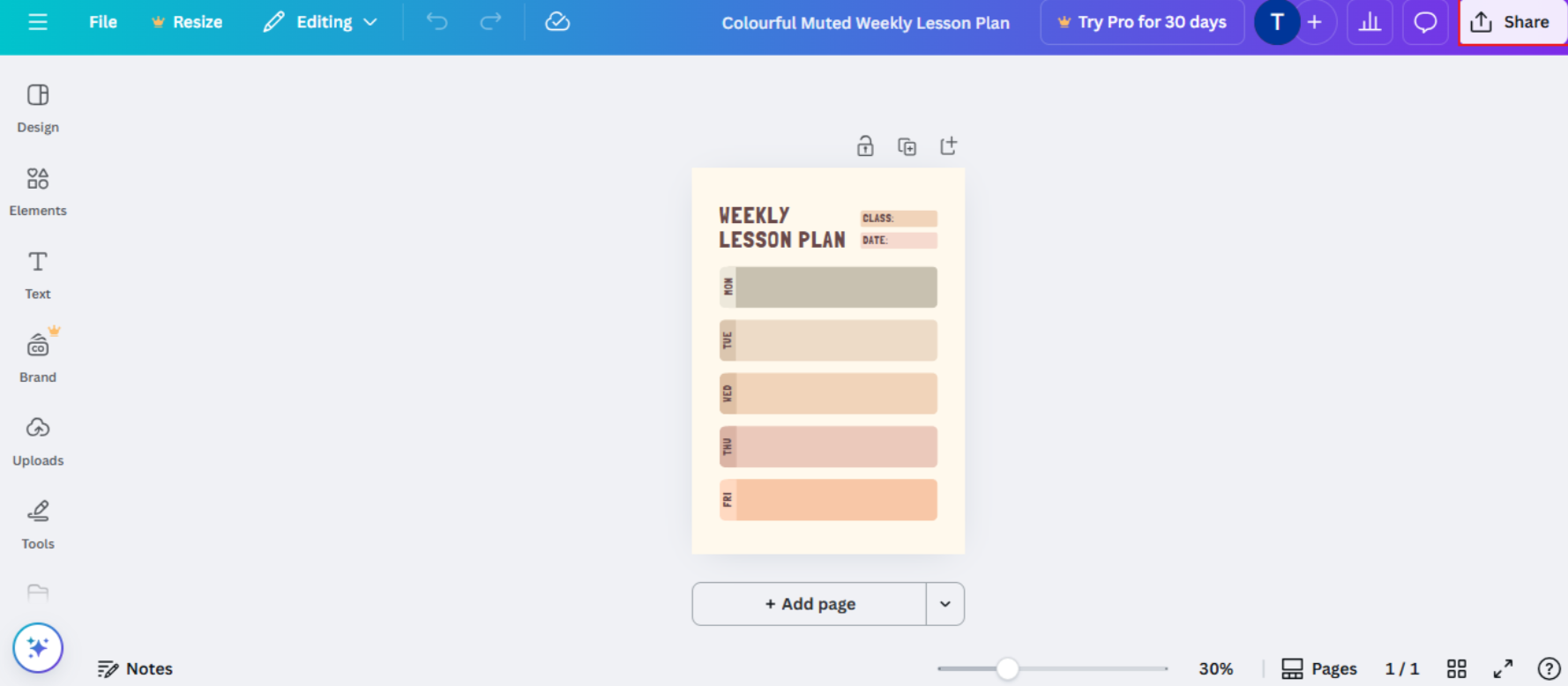 weekly lesson plan form